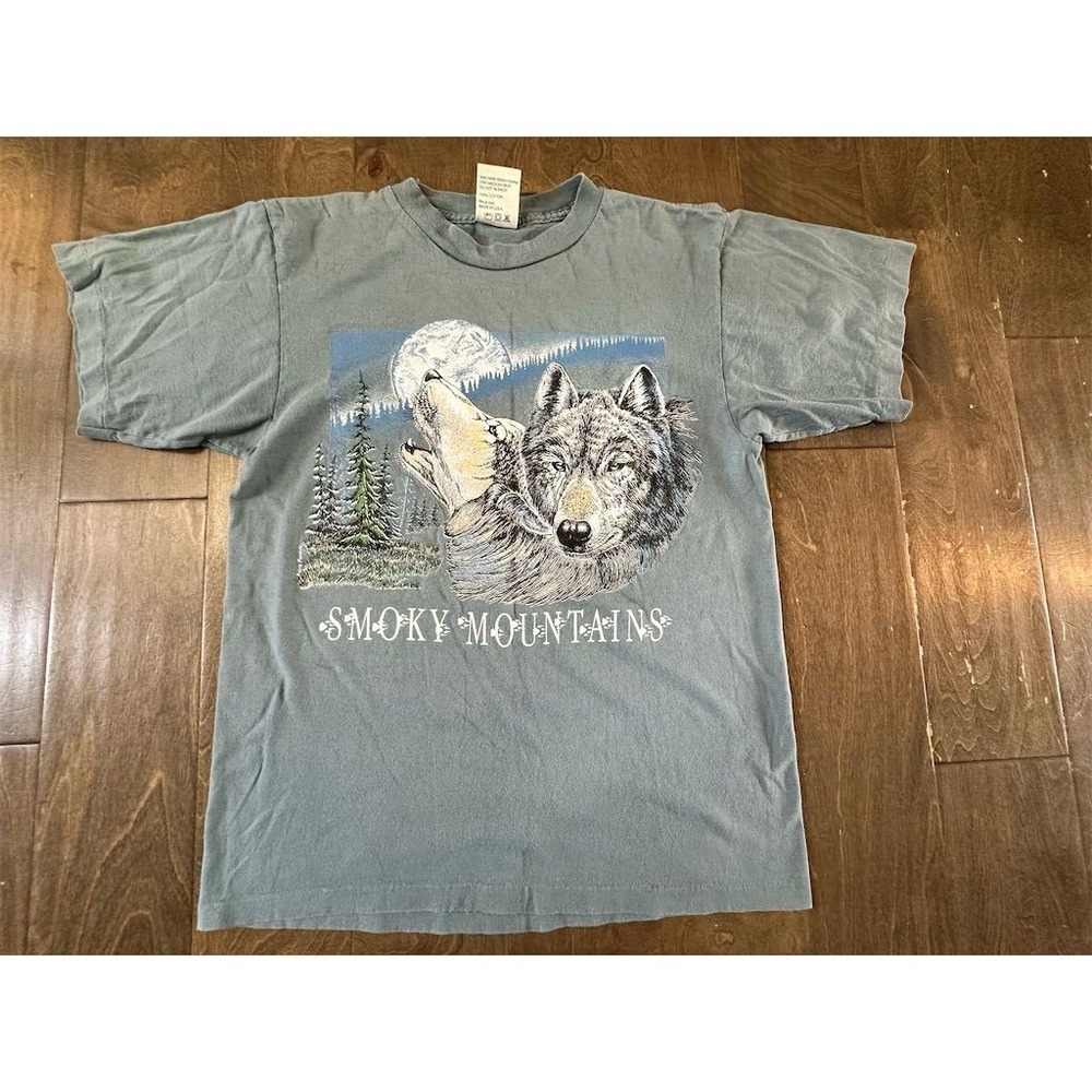 Alore Men's Vintage Wolf Graphic‎ T-Shirt Black Size L